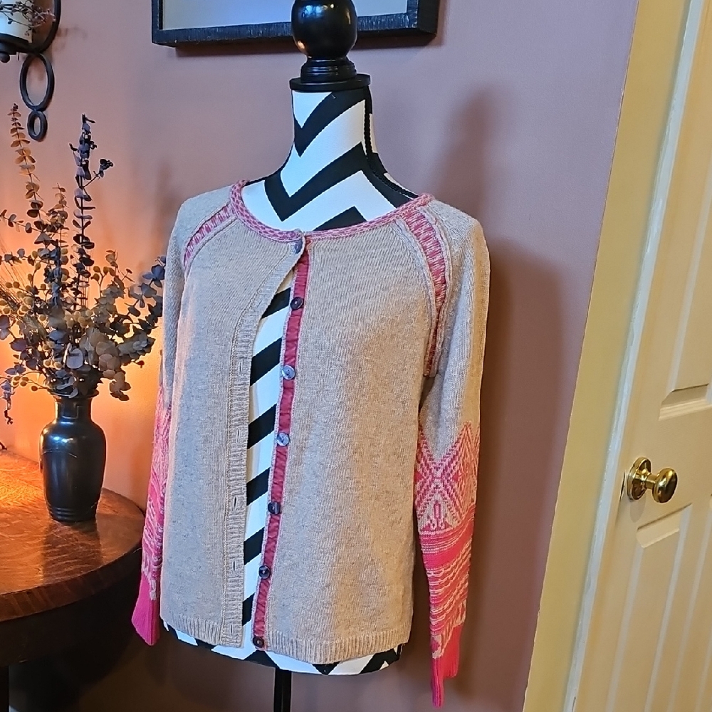 Sundance Pink and Beige Knit Cardigan